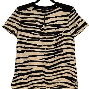 Hugo Boss Zebra Print Black and White Blouse. Silk and Cotton
